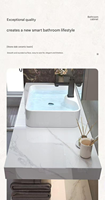 Meuble de salle de bain moderne de style italien avec lavabo en pierre, table minimaliste, finition brillante, combinaison de meuble-lavabo laqué