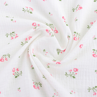 XNZTEX JURAVICHY JF2697 Organischer 100% Baumwoll-Musselin-Stoff mit Modischem Blumendesign, Doppelgaze für Kleidung & Windeln