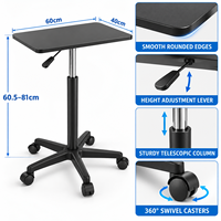 Table basse mobile et réglable, pivotante à 360°, hauteur de comptoir, base à cinq griffes, mobile pour table d'appoint, salle à manger, cuisine, bureau