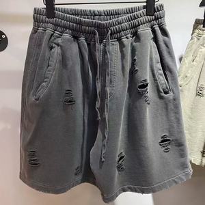 <span class=keywords><strong>Pantalones</strong></span> <span class=keywords><strong>Cortos</strong></span> Deportivos Casuales Retro para <span class=keywords><strong>Hombre</strong></span>, Estilo Desgastado con Agujeros, Venta al Por Mayor de Fábrica - Product Image 3
