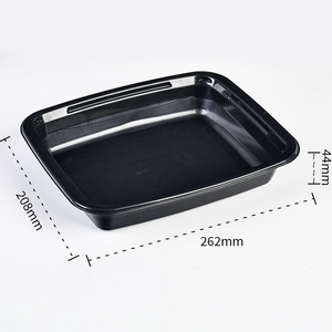 Vassoio contenitore per alimenti in Cpet di grande capacità personalizzato da 1000ml nero monouso in plastica per Cpet - Product Image 2