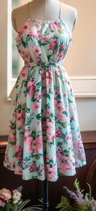 Ecoparty robe d'été à imprimé floral Vintage femmes 1950s 60s Swing Rockabilly robe 2024 élégant Floral bureau fête Vestidos - Product Image 2