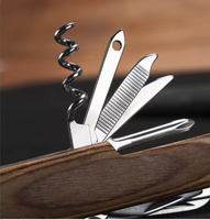 Couteau de poche multi-outils personnalisé à 11 fonctions, couteaux personnalisés, noms gravés, manches en bois, multi-outils en bois