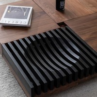 Table basse de style italien de luxe en placage de noyer, bois de qualité E1 avec rangement magnétique, meuble carré pour salon