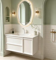 Ensemble de meubles de salle de bain modernes, luxueux et élégants, minimalistes, avec lavabo intégré en dalle de roche intelligente