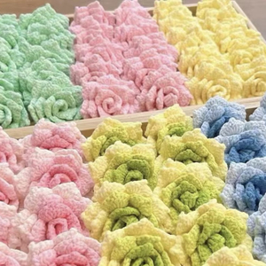 Jarrey Nouveaux Styles Fleurs de Rose Artificielles au Crochet Faites à la Main, <span class=keywords><strong>Tiges</strong></span> de Roses Tricotées à la Main pour la Saint-Valentin, Décoration Intérieure, DIY Floral - Product Image 1