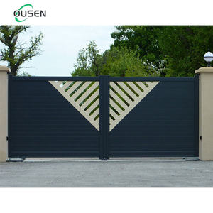 Puertas Corredizas Metálicas Automáticas Modernas <span class=keywords><strong>para</strong></span> <span class=keywords><strong>Garaje</strong></span>, Diseño de Aluminio Negro <span class=keywords><strong>para</strong></span> Casas - Product Image 3