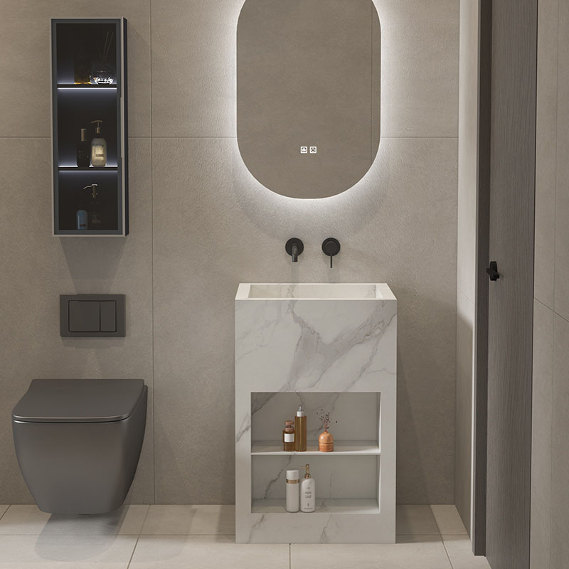 Лидер продаж 2022, белая мраморная раковина для ванной комнаты, Искусственная Твердая Поверхность, напольная плита, раковина на подставке с шкафчиком