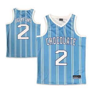 Tenues de basket-ball classiques personnalisées, uniformes de basket-ball en équipe, maillot de basket-ball à rayures bleues par sublimation - Product Image 1