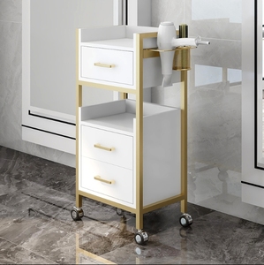 Multifunctional Professional Beauty Glass and Wood Cart Luxury Hair Salon <b>Trolley</b> - Product Image 2