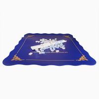 Tapis de jeu de mahjong pliable de luxe de 33 pouces, réduction du bruit, housse de jeu de mahjong en cuir avec bord festonné