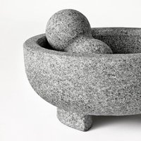 Grossiste Granit naturel Grand ensemble de mortier et pilon en granit Molcajete Broyeur d'épices et d'herbes naturelles Moulin à sésame pour la cuisine