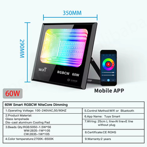 Foco LED para Exteriores IP65 SMD2835 de Fábrica al por Mayor, 25W 40W 50W 60W RGBWC, Múltiples Colores, Focos Solares - Product Image 5