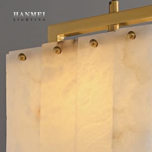 Singolo rame oro pendente in marmo chiaro alabastro lampadari appesi per tavolo da pranzo - Product Image 5