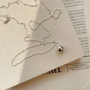 S925 серебряный шар свитер цепь длинный круглый шар серебряное модное ожерелье для женщин - Product Image 4