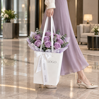 Sacs à bouquets personnalisés haut de gamme avec poignée en ruban, sacs d'emballage élégants pour fleurs fraîches, cadeaux, boutiques, commandes en gros