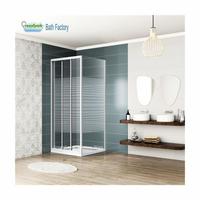 Cabine de douche carrée en verre brossé pour salle de bain d'hôtel avec porte coulissante et receveur de douche