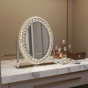 Square Desktop Led Crystal <b>Makeup</b> <b>Mirror</b> <b>with</b> Frame - Product Image 3