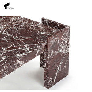 Tavolino da caffè quadrato in marmo <span class=keywords><strong>rosso</strong></span> <span class=keywords><strong>Vintage</strong></span> lucido di alta qualità Design moderno per salotto e mobili da cucina - Product Image 6