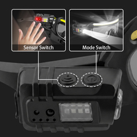 Lunettes de sécurité LED avec capteur de lumière intégré, bande COB latérale, projecteur d'angle réglable, lampe frontale de travail rechargeable