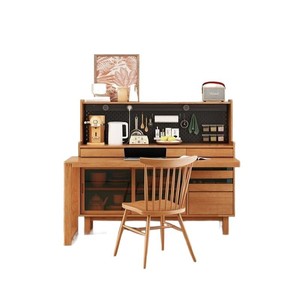 Aparador nórdico de madera maciza de 900 mm de altura, mueble de cocina con cajones de almacenamiento y puertas de vidrio para apartamentos pequeños - Product Image 5
