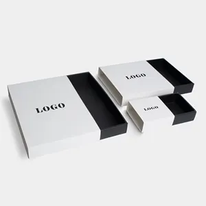 Luxury Custom Logo Slide Out Gift Boxes White Rigid Hard Case Cardboard Packaging Removable Lid And Base Paper Box With Neck