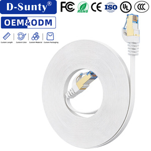 Câble Ethernet plat Cat7 SFTP en cuivre pur 10 Gbps RJ45 pour la maison, le bureau, sous le tapis, 30 AWG - Product Image 1