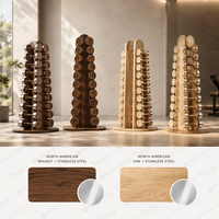 Équipement de gym professionnel, haltères en bois, appareil d'entraînement fonctionnel, ensemble d'haltères en bois de noyer massif avec support en acier inoxydable