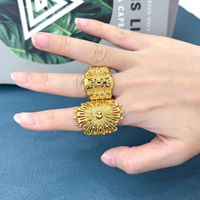 Vente en gros de bracelets et bagues en plaqué or 24 ct JXX style Dubaï pour femmes, bijoux de mariage/fête/fiançailles