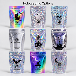 Bolsa de Mylar Holográfica Personalizada para Halloween, a Prueba de Olores, con Diseño Láser Arcoíris, para 3.5g de Dulces, con Cierre Vertical, Sin Costo de Placa - Product Image 2