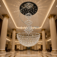 Lustre moderne de luxe en cristal K9 de grande taille pour grand salon de villa, hall d'hôtel, manoir, éclairage suspendu sur mesure pour plafond haut