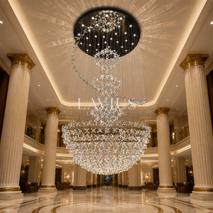 <span class=keywords><strong>Lampadario</strong></span> <span class=keywords><strong>Moderno</strong></span> di Lusso in Cristallo K9 per Grandi Ville, Saloni, Hall di Hotel, Illuminazione Personalizzata a Sospensione per Soffitti Alti - Product Image 5