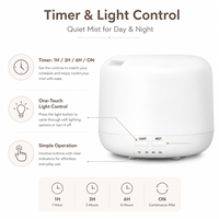 Diffuseur d'huiles essentielles ultrasonique 500 ml à grain de bois, humidificateur d'aromathérapie, LED 7 couleurs, arrêt automatique, 3 minuteurs, pour hôtel, à piles