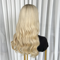 Peluca de Cabello Virgen con Frente de Encaje, Sin Pegamento, Cabello Europeo Natural, Balayage Beige, Color HD, 150% de Densidad, Larga y Lisa para Mujer