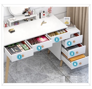 Meuble de chambre à coucher, commode, coiffeuse moderne avec miroir, armoire de rangement, panneau en bois et plastique, épaisseur 16/18 mm - Product Image 4