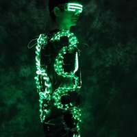 Costume de robot LED, kit d'armure lumineuse multicolore avec gants et lunettes, performance scénique, matériau polyester