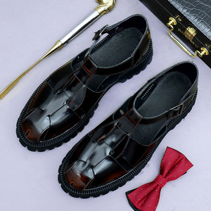 Sandales d'été classiques pour hommes en cuir de vache véritable à bout fermé, antidérapantes, avec bride à boucle et semelle en caoutchouc, idéales pour la conduite et les affaires. - Product Image 6