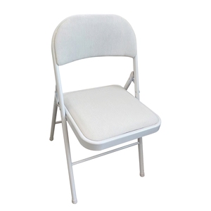 Silla Plegable de Metal Tapizada en Tela Ecológica Moderna con Asiento Acolchado para Uso en Exteriores, Sala de Estar, Comedor, Hotel - Product Image 1