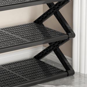 Zapatero moderno de Metal en forma de X, soporte de múltiples capas plegable <span class=keywords><strong>para</strong></span> ahorrar espacio, almacenamiento de <span class=keywords><strong>zapatos</strong></span> sin instalación <span class=keywords><strong>para</strong></span> apartamentos, sala de estar - Product Image 4