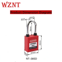 Candado de seguridad WZNT NT-A38SD de 38 mm con cubierta antipolvo, certificado CE, operado con llave, para bloqueo y etiquetado (Lockout Tagout) OEM