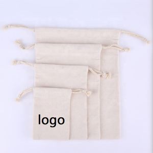 Custom Organic <b>Small</b> White Muslin Dust Linen Canvas <b>Draw</b> String Bags Cotton Drawstring Bag Pouch with logo - Product Image 4