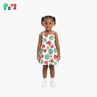 Gaun Anak Perempuan Puresun Top Factory Motif Semangka Kasual Musim Panas Tanpa Lengan Sepanjang Lutut 100% Katun Model Kustom Usia 10-12 Tahun