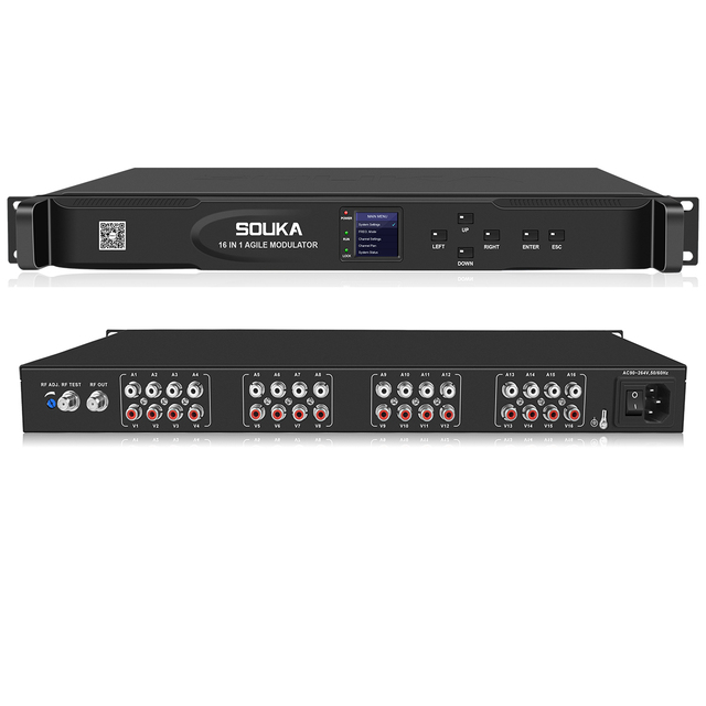 16-Channel Cable TV 47-860MHz Frequency Range 19" 1U AC 90~260V Power Supply Agile Analogue Modulator AV RF Hotel TV Equipment