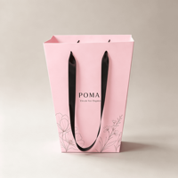 Bolsa de Papel Ecológica Grande con Logotipo de Marca Personalizado, para Ramos de Flores, Colorida, con Asa de Listón