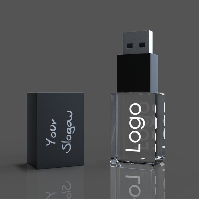 Custom Crystal Flash Drive Usb 3.0 Memory with LED Light 2GB 4GB 8GB 32GB 64GB Crystal USB Stick