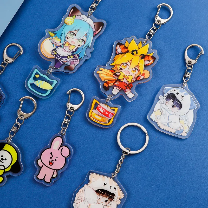 2024 new product ideas creative custom anime cute acrylic keychain contain multiple