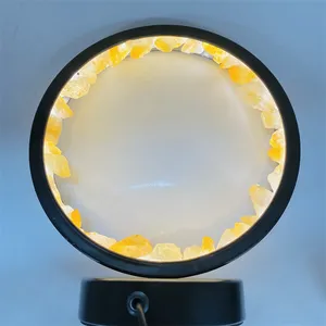 Natural Crystal Raw Rose Stone Gemstone Table Night Light Critrine Lâmpada para Decoração