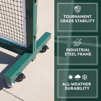Filet de pickleball robuste avec roues, poteaux et filets de pickleball, 22 pieds, vert, adapté aux compétitions, filet de pickleball professionnel