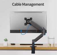 Support d'écran réglable en hauteur à ressort à gaz 13-32'' en aluminium pour bureau, rotation 360°, inclinaison 90°, capacité 10 kg, gestion des câbles, en stock