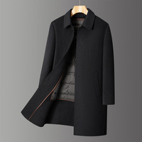 Manteau Trench Long en Laine Chaude pour Hommes, Grande Taille, Couleur Unie, Manches Longues, Mode Hiver